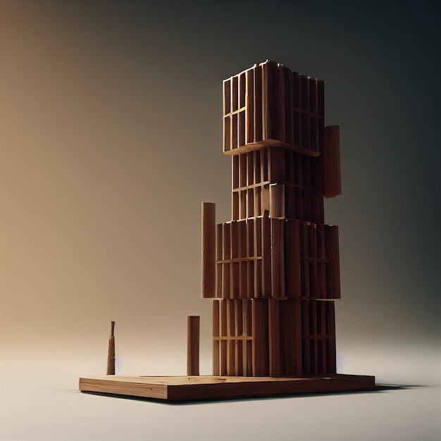A model of a building with a small tower in the middle.