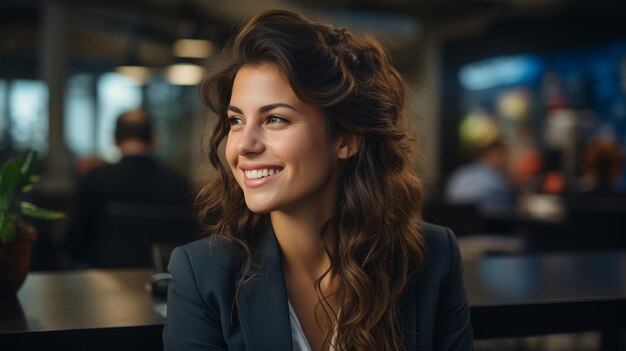 model businesswoman smiling full body capture shot stock photo beautiful solid background