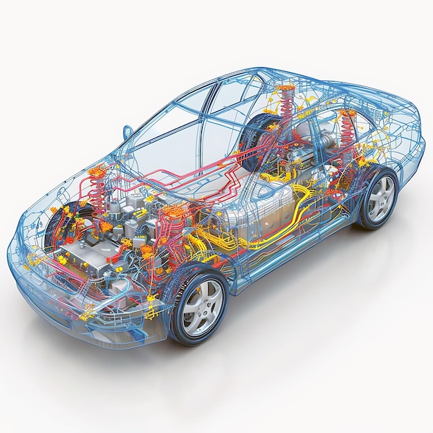 Photo a model of a car with a circuit board that says quot electric quot