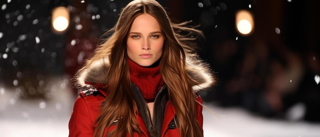 Model caroline brasch nielsen walks the runway at the tommy hilfiger fall collection during mercedes