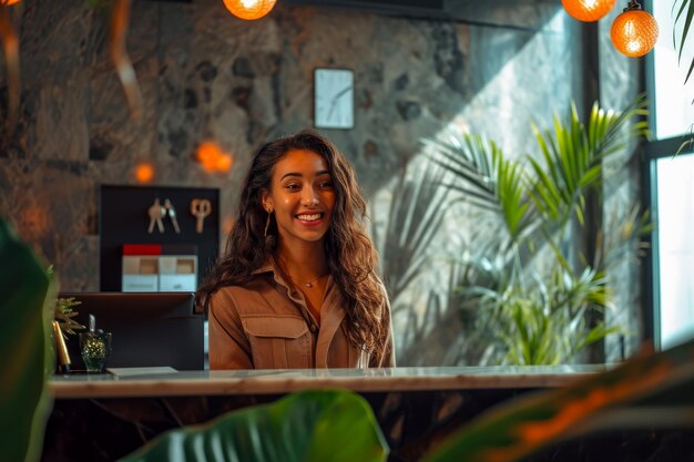 model checking in a hotel with a reception and a key in the background