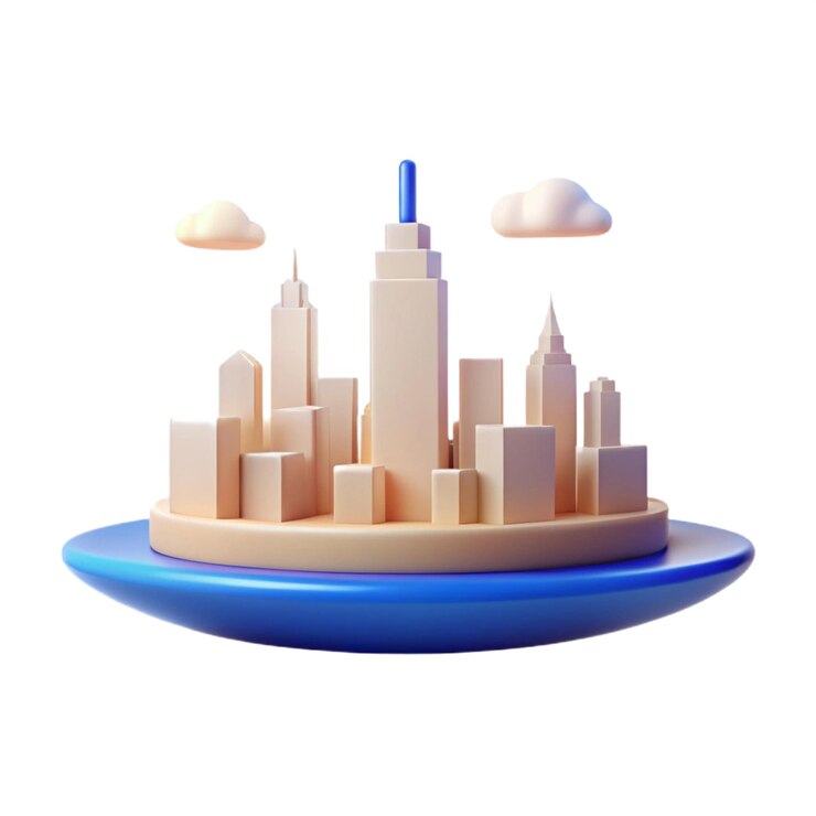 Photo a model of a city with a blue top and a blue top that says cityscape on it