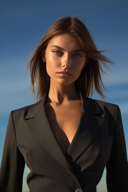 Model in a Cleancut Blazer Dress Generative AI