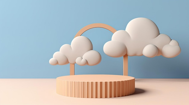 A model of a cloud with a wooden frame