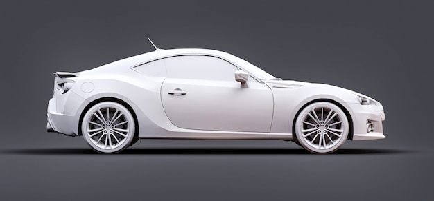 Model compacte sportwagen van mat kunststof. Stadsauto coupé. Jeugd sportwagen. 3D illustratie.