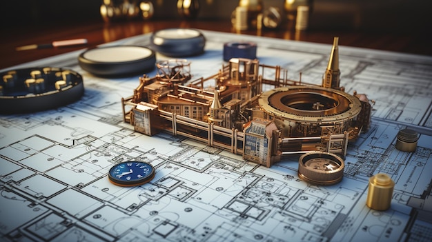 model of construction of the house with a wooden model