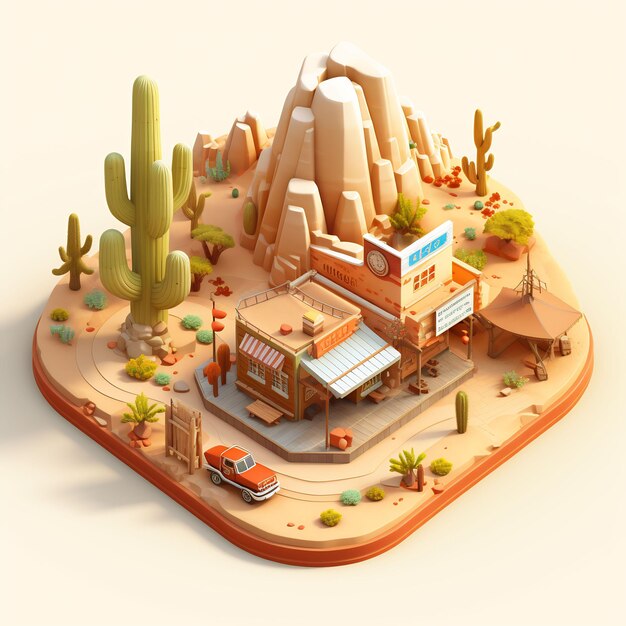 a model of a desert with a desert scene on the top.