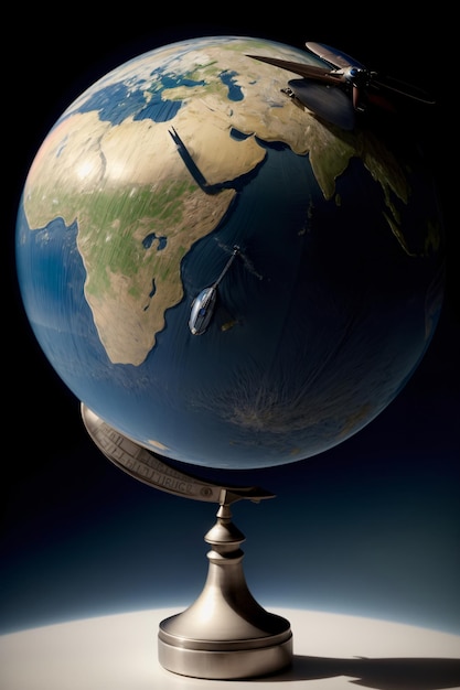 A Model Of The Earth Sitting On Top Of A Stand