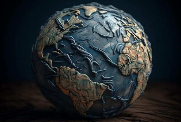 A model of the earth with the continents of the planet.