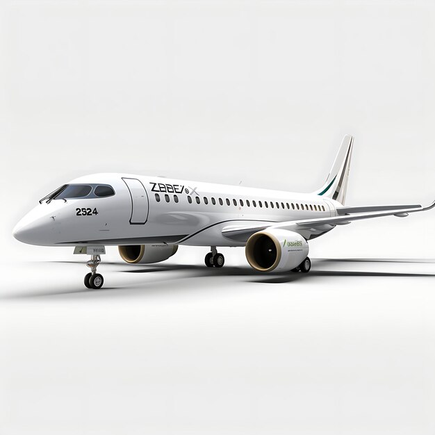 Модель Embraer E Jet E2 2018 Региональный реактивный авиалайнер на белом фоне иллюстрация конструкции сборки