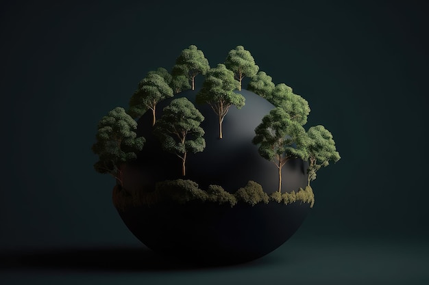 Модель земного шара с деревьями на нем
