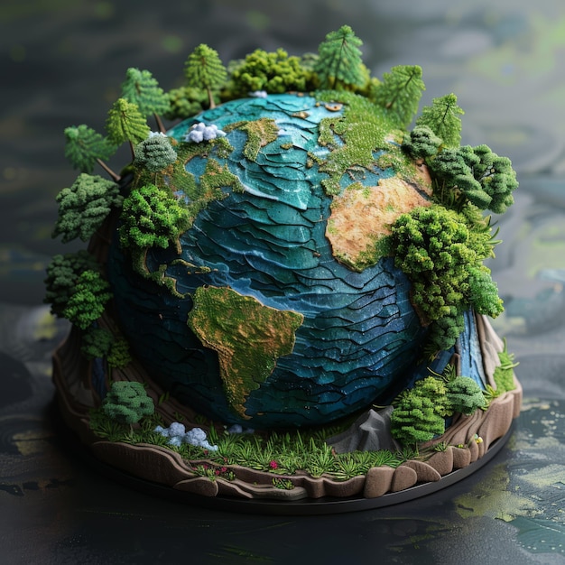 a model of a globe with the word earth on it