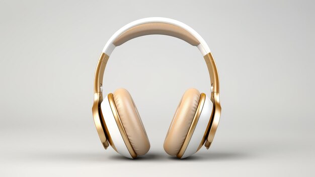 Photo model gold color headphone isloated white background