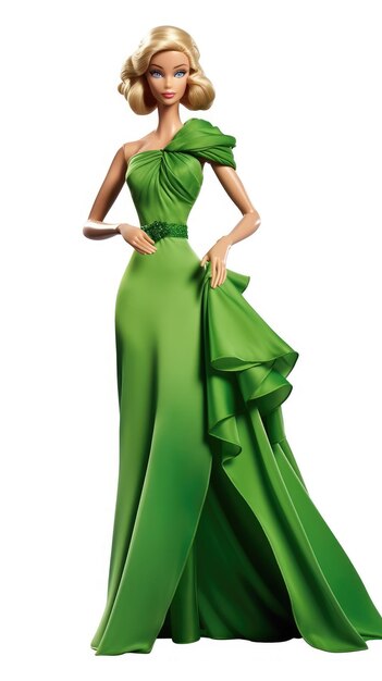 Photo a model in a green gown by fashion designer