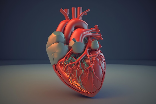 A model of a heart with the word heart on it