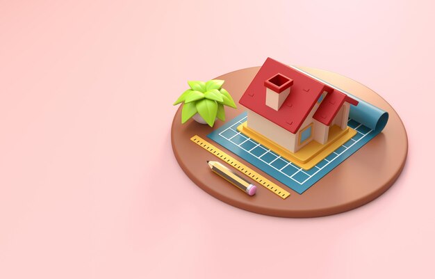 Model of a House 3D Illustration