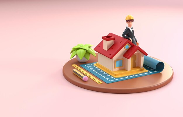 Photo model of a house 3d illustration