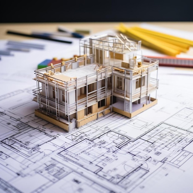 a model of a house is shown on a ruler