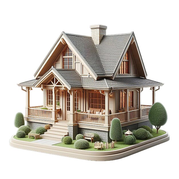 a model of a house with a house on the front