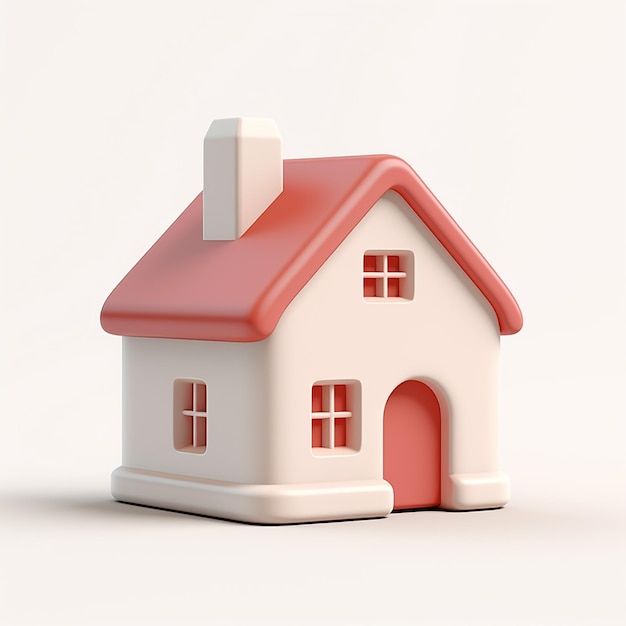 a model of a house with a red door and a red door