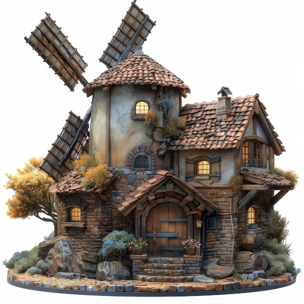 Model House With Windmill