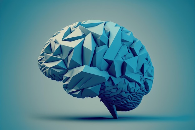 Model of human brain on blue background Profile view Intelligence concept The complexity of the human mind Generative AI