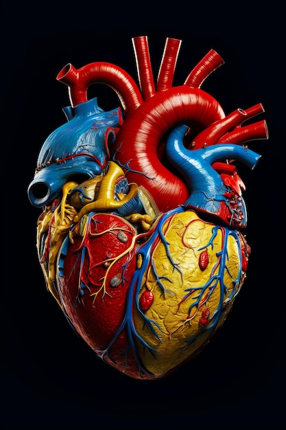 Premium Photo | Model of human heart with blood vessels and blood ...