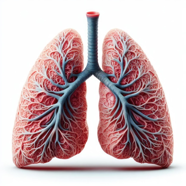 Photo model of the human lung on white