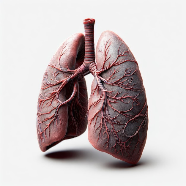 Photo model of the human lung on white