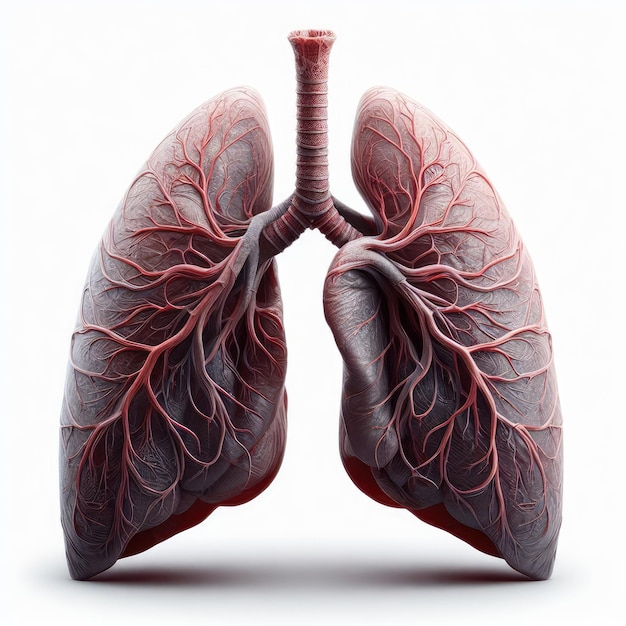 Photo model of the human lung on white