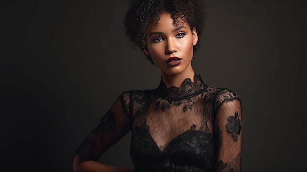 Model Isabella photo shoot on black background generative AI