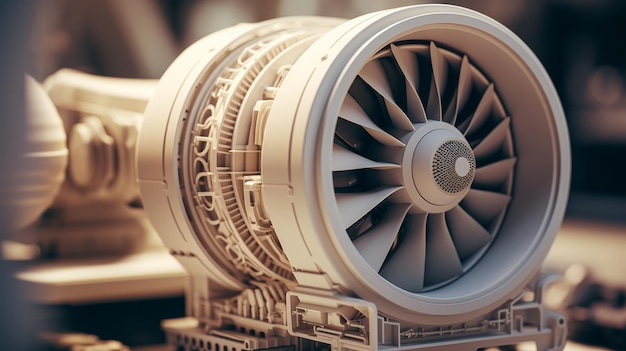 Model of a Jet Engine on a Table