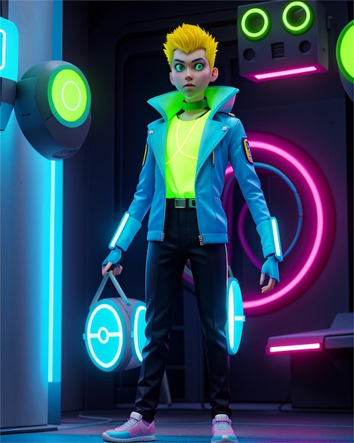 a model of a man with a neon sign that says's the brand '