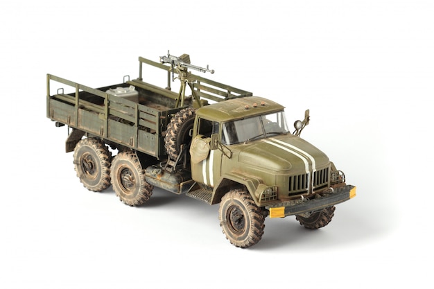 Photo model of a military truck on a white background