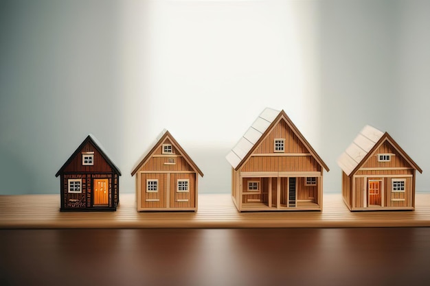 Model of miniature wooden houses Generative AI