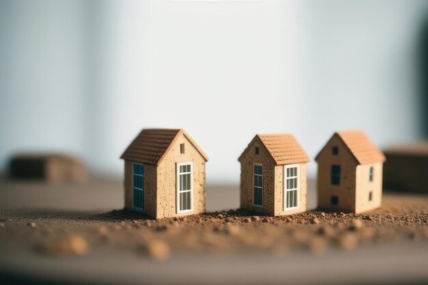 Model of miniature wooden houses Generative AI