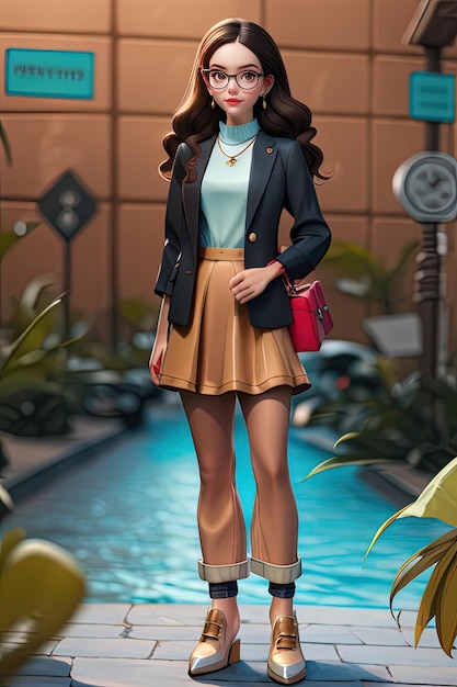 a model of a model wearing a skirt and a jacket.