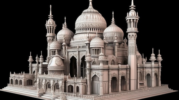 A model of a mosque made by the artist.