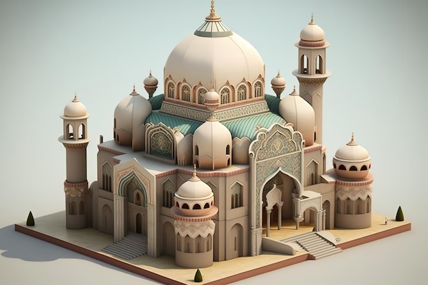 A model of a mosque made in the style of the taj mahal.