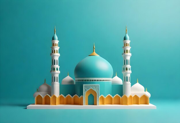 a model of a mosque with a blue background