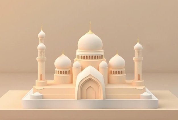 ドームとドームのあるモスクの模型。