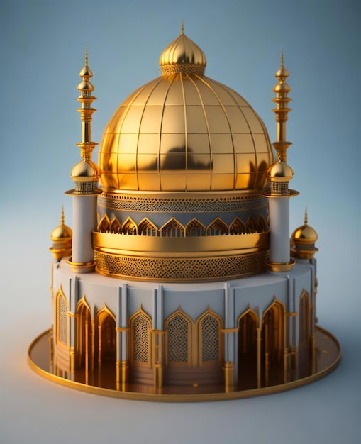 A model of a mosque with a dome on the top.