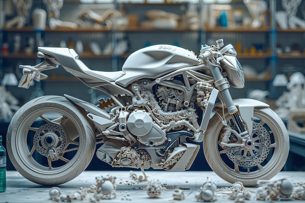 Foto model motorfiets op tafel