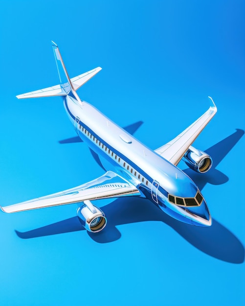 Model of a passenger plane on a blue background