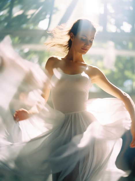 Photo model photograph woman ballet dancing blurry motion portrait