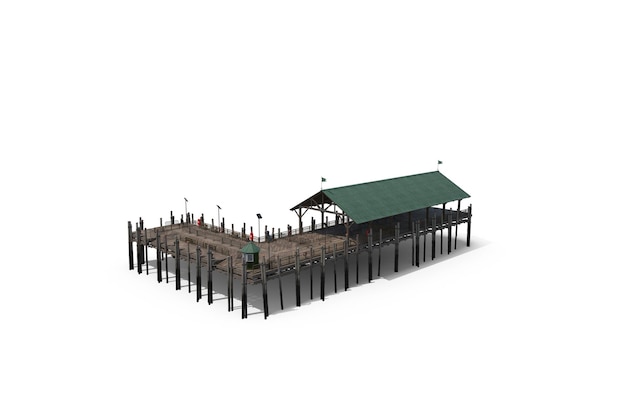 Model of a pier with a green roof