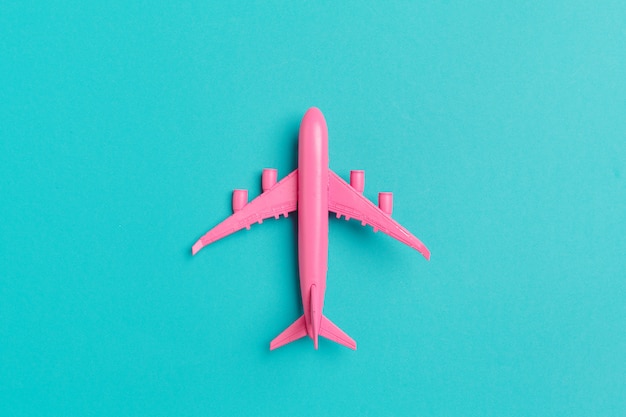 Model plane,airplane on pastel color background.