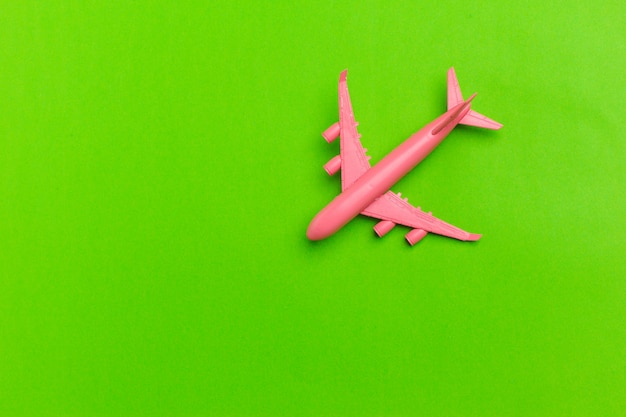 Model plane, airplane on pastel color.