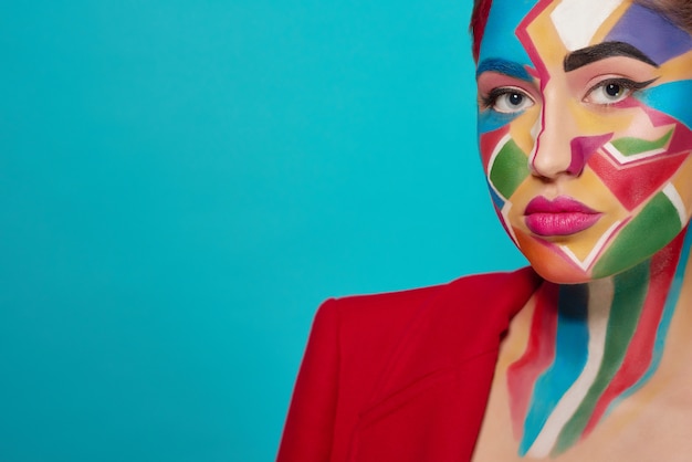 Model posing with colorful make up