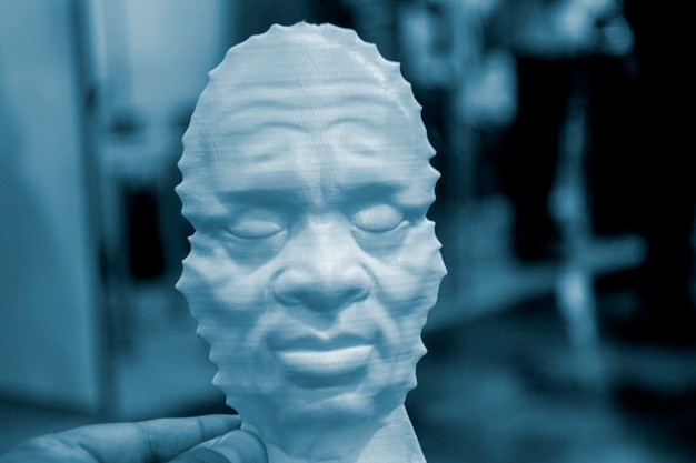 Model printed on d printer object printed on d printer made of plastic closeup prototype of shape ma